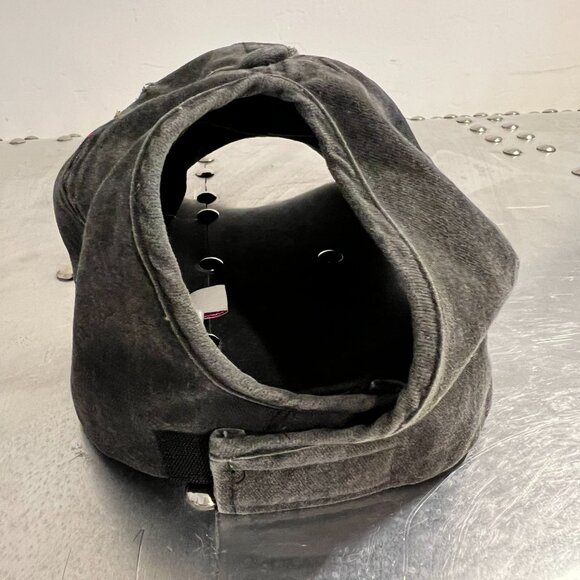 "SO" Brand HAT MESSY HIGH BUN PONYTAIL PONYCAP ADJUSTABLE SOLID GREY DISTRESSED - Picture 4 of 4